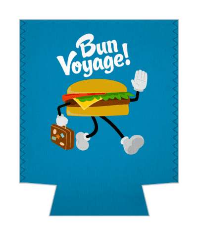 bun voyage traveling cheeseburger pun stickers, magnet