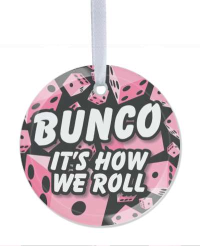 bunco its how we roll black pink dice stickers, magnet