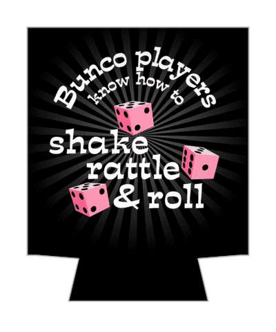 bunco players know how to shake rattle and roll black stickers, magnet