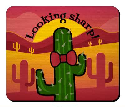 cactus dressed up in bowtie looking sharp funny wordplay desert stickers, magnet