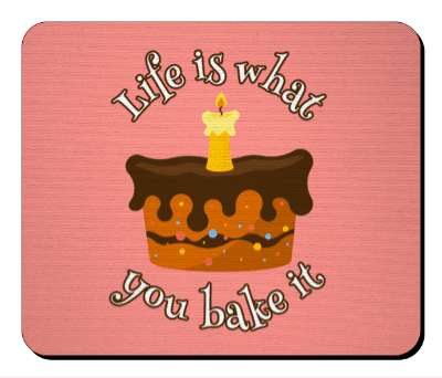 cake humor life is what you bake it pink stickers, magnet