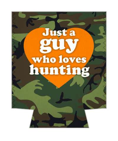 camouflage orange heart just a guy who loves hunting stickers, magnet