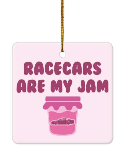 car racing is my jam car silhouette in jar wordplay stickers, magnet