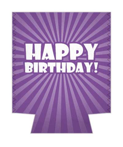 cartoon rays purple white happy birthday stickers, magnet