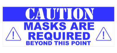 caution masks are required beyond this point blue floor sticker