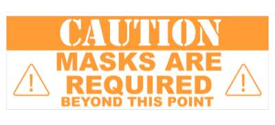 caution masks are required beyond this point orange floor sticker