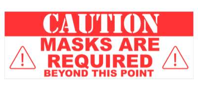 caution masks are required beyond this point red floor sticker