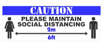 caution please maintain social distancing 2 meters 6 feet blue floor sticke