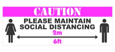 caution please maintain social distancing 2 meters 6 feet magenta floor sti