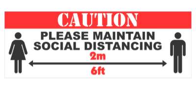 caution please maintain social distancing 2 meters 6 feet red floor sticker