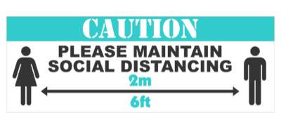 caution please maintain social distancing 2 meters 6 feet teal floor sticke