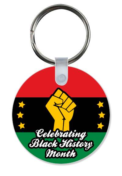 celebrating black history month cursive pan african flag raised fist stickers, magnet