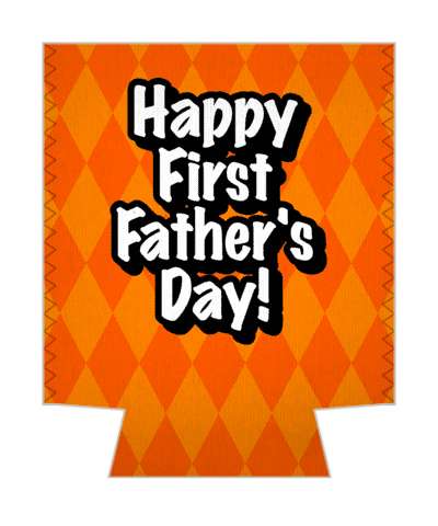 checker orange happy first fathers day new baby stickers, magnet