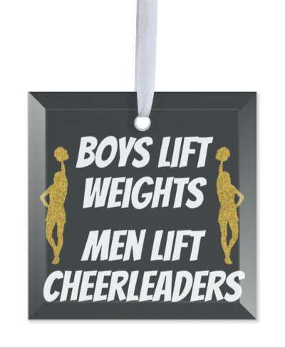 cheerleader boys lift weights men lift cheerleaders funny saying silhouette stickers, magnet