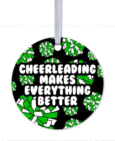 cheerleading makes everything better green white pom poms stickers, magnet