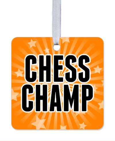 chess champ stars ray burst orange stickers, magnet