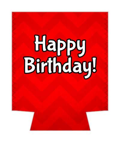 chevron red party happy birthday stickers, magnet
