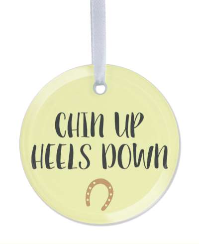 chin up heels down horserider horseshoes stickers, magnet