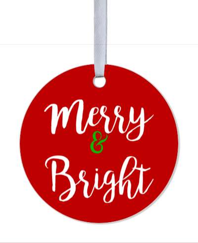 christmas merry and bright cursive xmas stickers, magnet