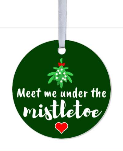 christmas mistletoe meet me under the mistletoe heart xmas stickers, magnet
