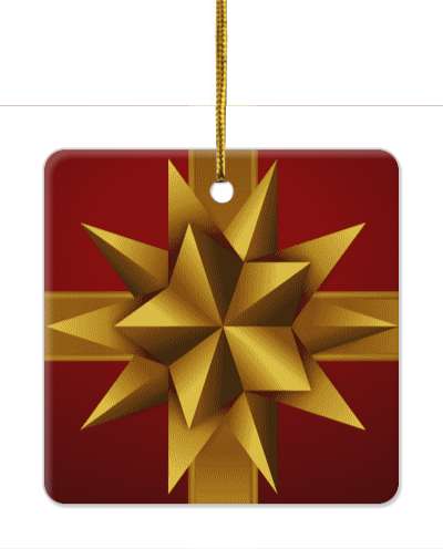 christmas red giftbox gold ribbon stickers, magnet