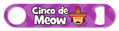 cinco de meow cat purple chevron wordplay stickers, magnet