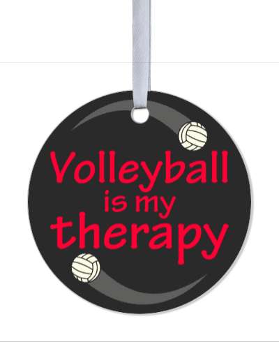 circle balls volleyball is my therapy red stickers, magnet