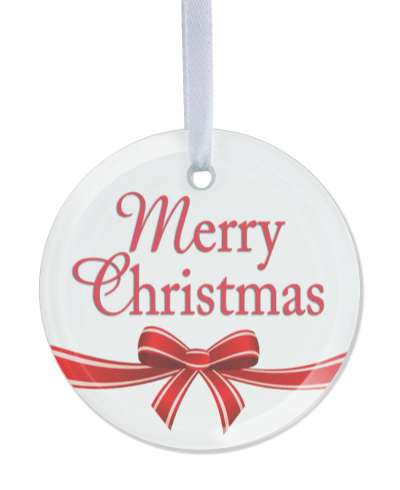 classic merry christmas white red ribbon stickers, magnet