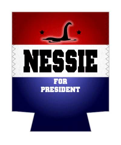 classic novelty nessie for president political vote stickers, magnet
