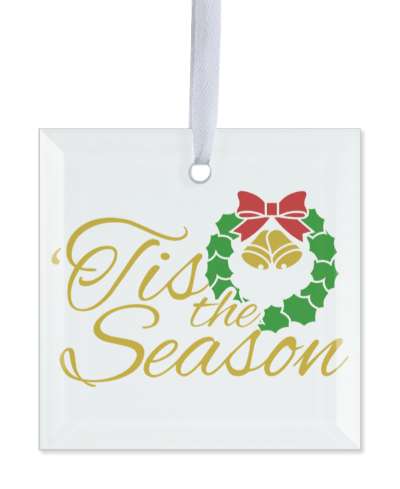 classic wreath bells tis the season stickers, magnet