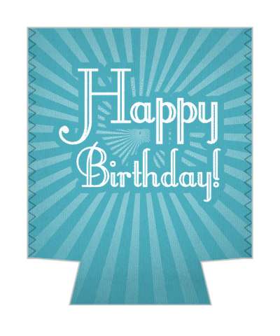 classy happy birthday teal rays white stickers, magnet