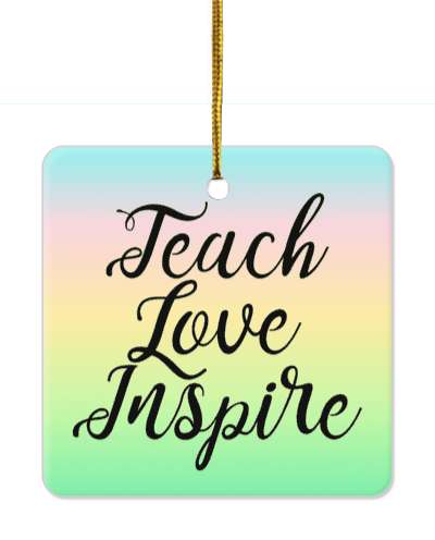 colorful gradient teach love inspire fancy cursive stickers, magnet