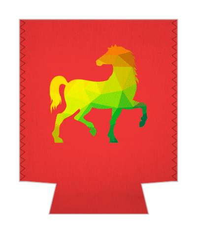 colorful horse silhouette red background stickers, magnet