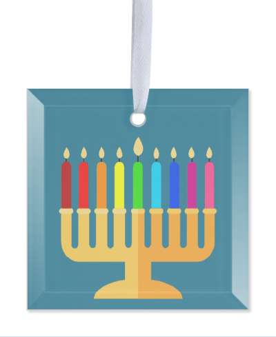 colorful menorah nine candles stickers, magnet