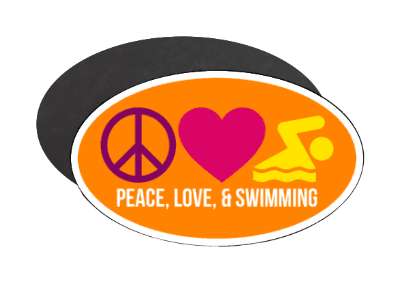 colorful peace love and swimming heart stickers, magnet