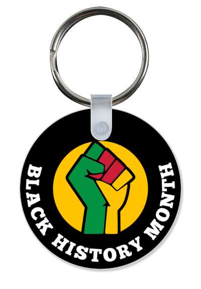 colorful raised fist black history month african flag colors stickers, magnet