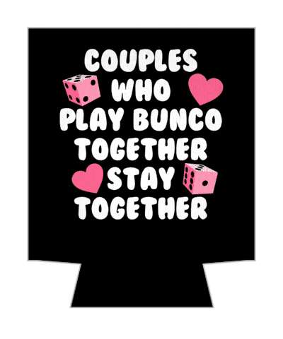 couples who play bunco together stay together hearts black stickers, magnet