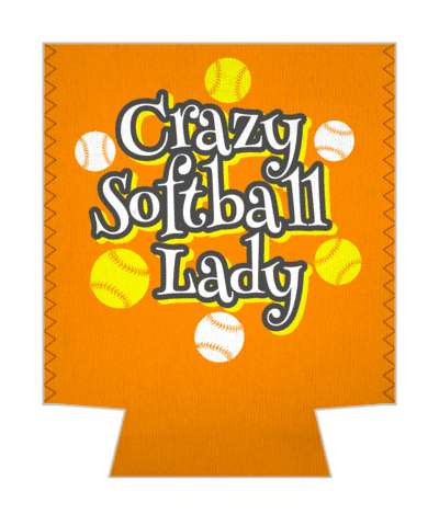 crazy softball lady orange white yellow stickers, magnet