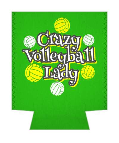 crazy volleyball lady green yellow white stickers, magnet