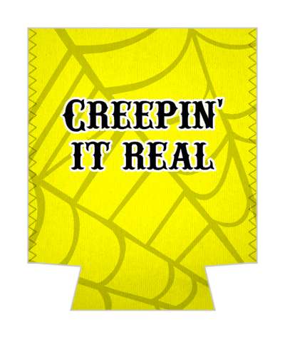 creeping it real pun spiders web yellow stickers, magnet