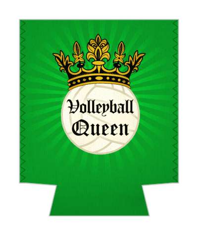 crown rays volleyball queen green stickers, magnet