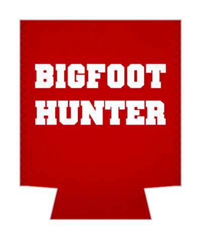 cryptozoology bigfoot hunter bold red stickers, magnet