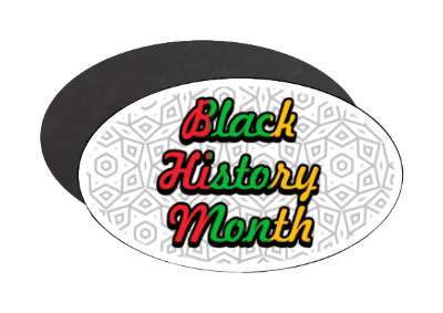 cursive black history month flag colors grey white pattern stickers, magnet