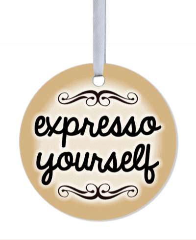 cursive expresso yourself pun creme color stickers, magnet