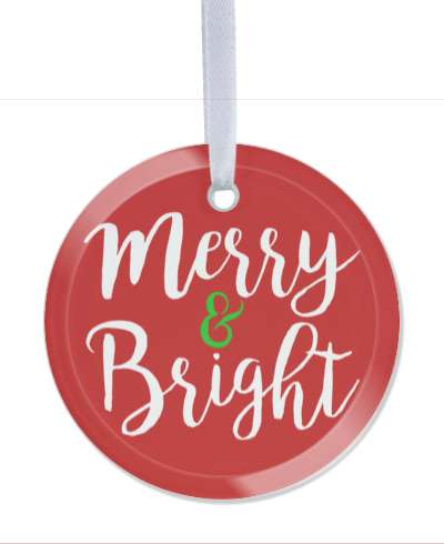cursive merry and bright christmas xmas red green white stickers, magnet