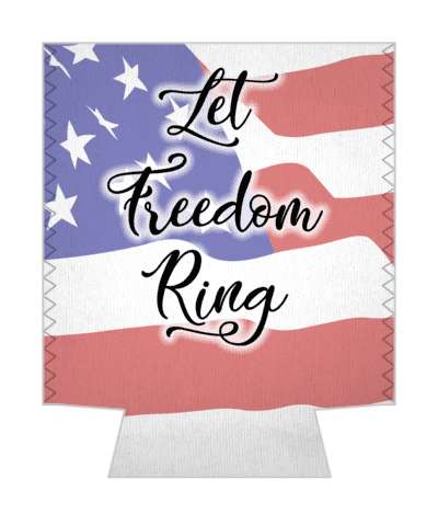 cursive us flag let freedom ring stickers, magnet