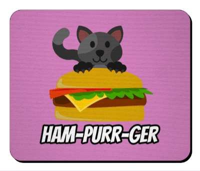 cute grey cat hampurrger hamburger cat pun stickers, magnet