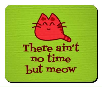 cute red cat there aint no time but meow green stickers, magnet