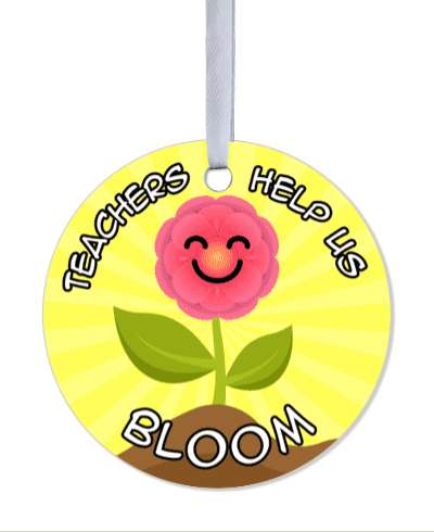 cute smiling flower yellow teachers help us bloom stickers, magnet