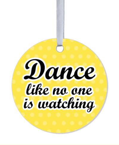 dance like no one is watching cursive yellow orange stickers, magnet